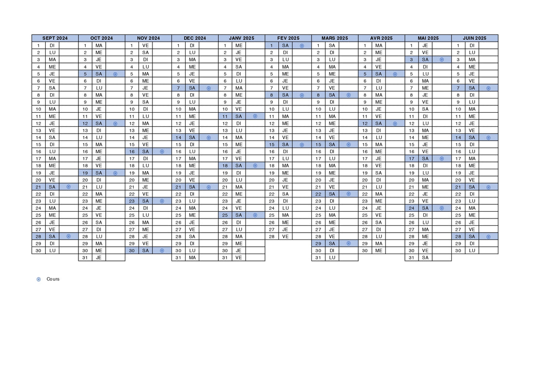 Calendrier annuel