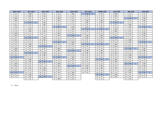 Calendrier annuel